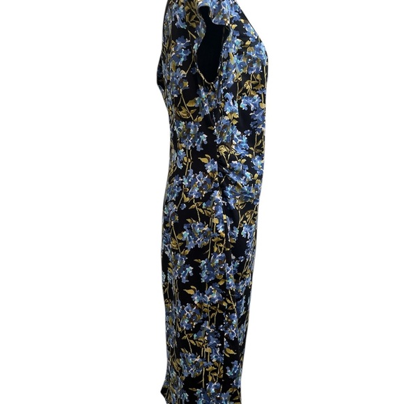 Maggy London Black and Blue Sheath Dress with Flutter Sleeves - Picture 3 of 5